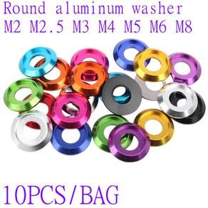 10pcs M2 M3 M4 M6 M8 버튼 헤드 나사 ISO7380 용 다채로운 알루미늄 와셔