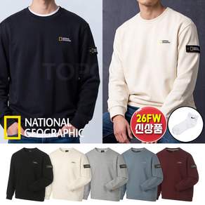 [백화점 정품AS] 내셔널지오그래픽 맨투맨 26FW 남성 여성 긴팔 기모 티셔츠 스포츠양말세트