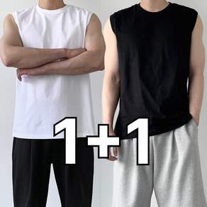 면100% 미제이 남자 민소매 티셔츠 오버핏 나시 1+1