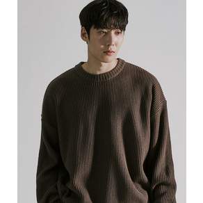 MINIMALCODE 소프트 필링 세미오버 라운드 니트 초코브라운