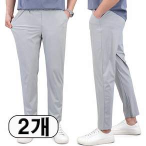 로코비전 1+1 남자 냉감 바지 여름 빅사이즈 링클프리 시원한 아이스 스판 밴딩 슬랙스
