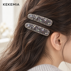 KEKEMIA 여성 큐빅 자동핀 헤어핀 반묶음 반짝이 포인트 머리핀 다양한 컬러 여자친구 선물