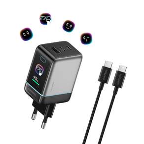 쿡테크 6 Ultra GaN 충전기 65W 스마트 디스플레이 3포트 C타입 고속 충전기/아이폰 AVS 60W 지원