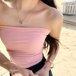 네모엔룩 비비드탑 여성용 1+1 레이어드 이너 탱크탑 튜브탑 오프숄더 민소매 크롭 나시