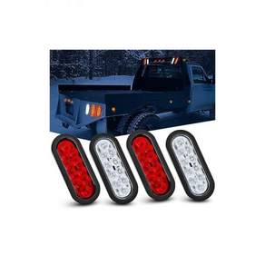 Nilight 6인치 타원형 빨간색 LED 트레일러 테일 라이트 4PCS 플러시 마운트 그로멧 플러그 포함 IP67 방수 스톱 턴 브레이크 조명 모드 캠퍼 RV 트럭용