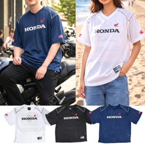 혼다 HONDA 모터사이클 파이핑 메쉬 반팔 티셔츠 기능성 반팔티