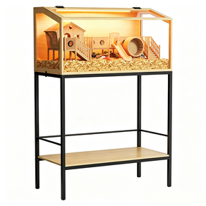 BingoPaw 유리 햄스터 케이지 80cm 선반형 햄스터집 USB LED 조명