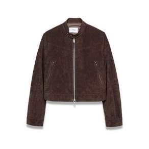 도프셉 Vegan Leather Suede Racer Jacket in Mocha