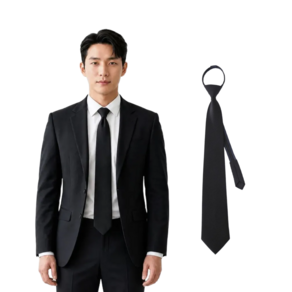 꼼삐에 상가집 조문용 지퍼 자동 검정 넥타이 남성용