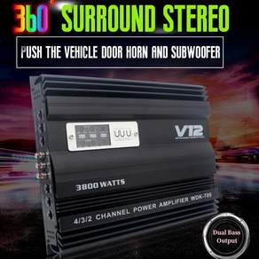 12V 3800W 자동차 오디오 앰프 고전력 듀얼베이스 출력 카트 4 채널 오디오 스피커 서브 우퍼 앰프