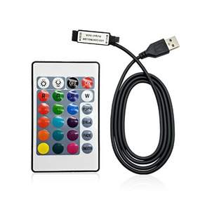 USB 5V RGB LED 컨트롤러 24키 IR 리모컨 세트