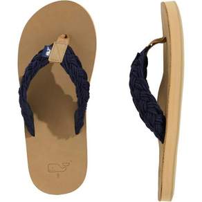 vineyard vine 비나드 바이인즈 남성용 꼬임 끈과 가죽 플립플랍 162667