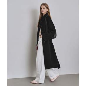 커스텀어클락 COSTUMEOCLOCK WOMAN 벨티드 발마칸 롱 코트 블랙 COWCT001BLACK