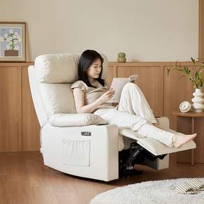 [삼익가구]휴이 1인용 전동 원터치 리클라이너 가죽 소파