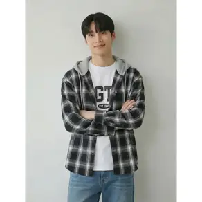 [사상애플 행텐]남성 체크 패턴 후드 셔츠 (10570-020-403-68)/