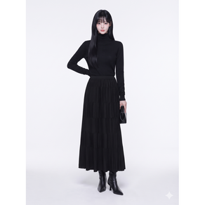 SI (씨) [24S/S] 밴딩 주름 롱 스커트 SISAB2351