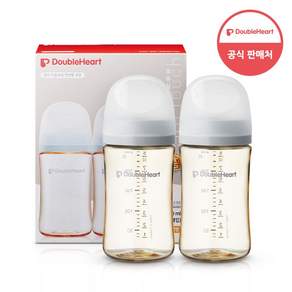 더블하트 모유실감 3세대 PPSU 노꼭지 젖병 트윈팩, 2개, 240ml, 새벽그레이
