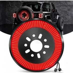 NKCELL POWER 6링 504-LED 예비 타이어 브레이크 라이트 Jeep Wrangler JK JKU용 플러그 앤 플레이 빨간색 휠 고장착 3번째 정지등 내구성 있는 ABS