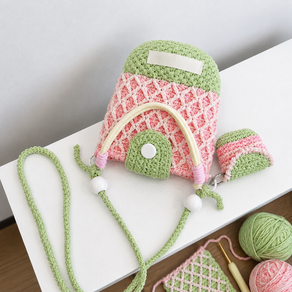 코바늘 버킷백 DIY 재료패키지 손뜨개 미니 크로스백 핸드백 만들기 키트