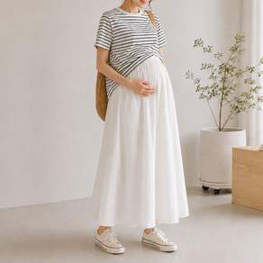 마더라이크 밴딩 바스락 플레어 롱스커트 임산부 데일리룩 여름 임부복 치마 7192