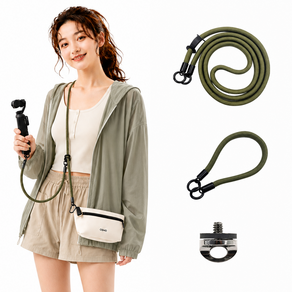 FIXO DJI 포켓3/4 4P X5 X4 전용 액세서리 가방 스트랩 메탈 버클 꼰 로프 3종 세트 크로스바디 숄더 넥 스트랩 분실방지 낙하방지 오즈모 포켓 호환