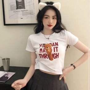 티셔츠 여성티셔츠 귀여운 곰돌이 반팔티셔츠 영문프린팅 여름 빅사이즈반팔티 여름반팔