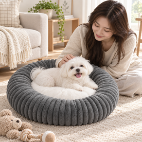LTJZ 사계절 강아지 방석 원형 쿠션 침대양면 강아지방석 보온 워셔블 강아지 마약방석