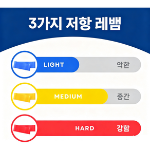 라텍스프리 TPE 저항밴드 3단계 세트 홈트 재활치료 스트레칭 요가 필라테스 탄력운동밴드
