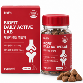 바이오핏 데일리 액티브 랩 강아지 관절 영양제 슬개골 연골 근육밸런스