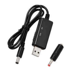 DC 9V 12V 변환 USB 승압 케이블 5V to 9V 12V 전원 공급선 DC 젠더 포함 공유기 CCTV 보조배터리 연결