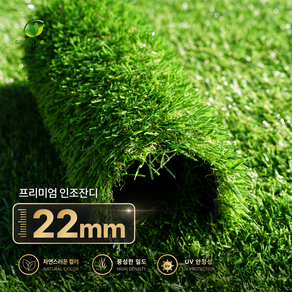 그린아워 실내 실외 겸용 고급형 방염 인조잔디 조경용 22mm 폭1m