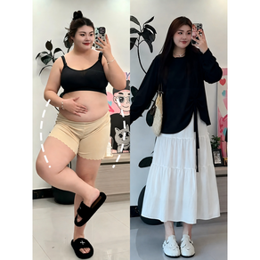 ANYOU 빅사이즈 가을 원피스 복부 커버 슬림핏 긴팔 스커트 투피스 세트 여성 가을 원피스 빅사이즈 여성의류