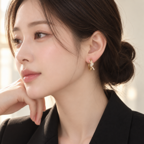 FISIVER 여성 큐빅 귀걸이 반짝이는 심플 고급 데일리 이어링