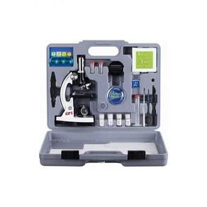 금속 본체 현미경 플라스틱 슬라이드 LED 조명 및 휴대용 상자가 포함된 AmScope 120X-1200X 52개 초급 현미경 STEM 키트M30-ABS-KT2-W 화이트
