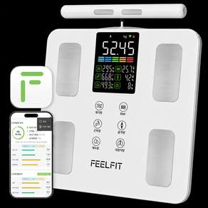 필핏 FEELFIT EXPERT2 (한국 APP)손잡이형 8전극 스마트 체중계 체성분 체중계 체지방 체중계 다이어트 애플건강 삼성헬스 연동 50가지 체성분분석 - 체중/체지방/신장계