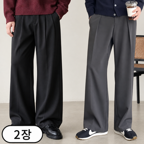 [1+1] 남자 앞핀턱 뒷밴딩 와이드 슬랙스 (6812-2)