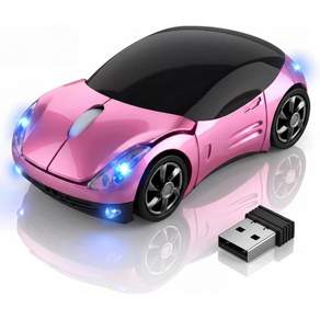 노란색 자동차 무선 마우스 USB 리시버 포함 2.4G 1600DPI 광학 인체공학적 미니 컴퓨터 노트북·PC·태블릿용 Windows Mac OS 지원