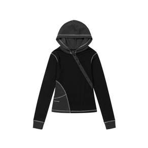 아캄 AAKAM Slant Cut 후드ed 롱슬리브 블랙