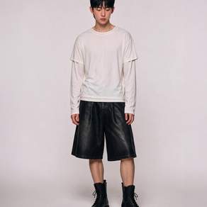 피알씨에스에스 남성 긴소매 티셔츠 layered Sleeve shirt White PBFFTP01WH