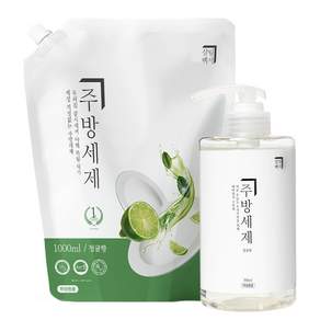 살림백서 천연유래98% 주방세제 청귤향 500ml + 리필 1000ml 설거지