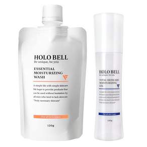 HOLO BELL 고보습 남성 2종 세트 올인원 세안제 폼 홀로벨 토탈 스킨케어 보습젤 100g 에센셜 보습 워시 120g