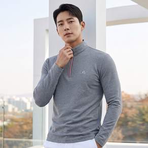김영주골프 남성 간절기 통기성 구김적은 반집업 긴팔 티셔츠
