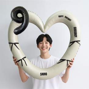 해피제이니 블랙 숫자 하트프레임 풍선 생일파티용품세트(프리레터링 시트지 포함) 포토존