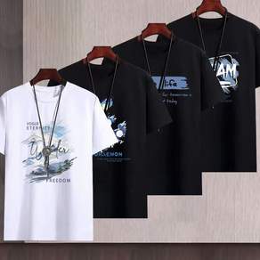 [XUMAO]1+1+1+1남성 여름 트렌디 4세트 라운드넥 오버핏 캐주얼 반팔 티셔츠