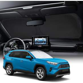 네버랜드 자동차 앞유리 선쉐이드 - 토요타 RAV4 2006-2012용 접이식 선바이저 UV 차단 및 열 차단을 위한 210D 옥스퍼드 실버 코팅 시원하게 유지 스톨 방지 용이