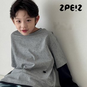 ZPEIZ 봄 가을 남아 아동용 라운드넥 캐주얼 백프린트 주니어 초등학생 긴팔 티셔츠 아동 상의