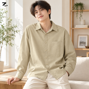 Zoovit 남성 긴팔 캐주얼 셔츠 빅사이즈 오버핏 링클프리 캐주얼 남방