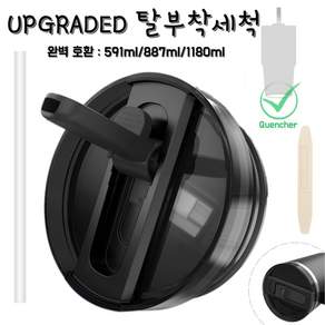 591ml/887ml/1180ml 대용량 텀블러 호환 업그레이드 밀폐 플립 빨대 접이식 뚜껑(분리 가능/청소 간편)