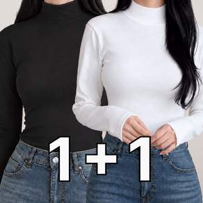 핏노블 1+1 여성 반목티 긴팔 반목 폴라 티셔츠