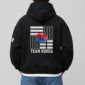 엠블룩 남녀공용 오버핏 그래픽 더블코튼 후드티셔츠 태극기코리아